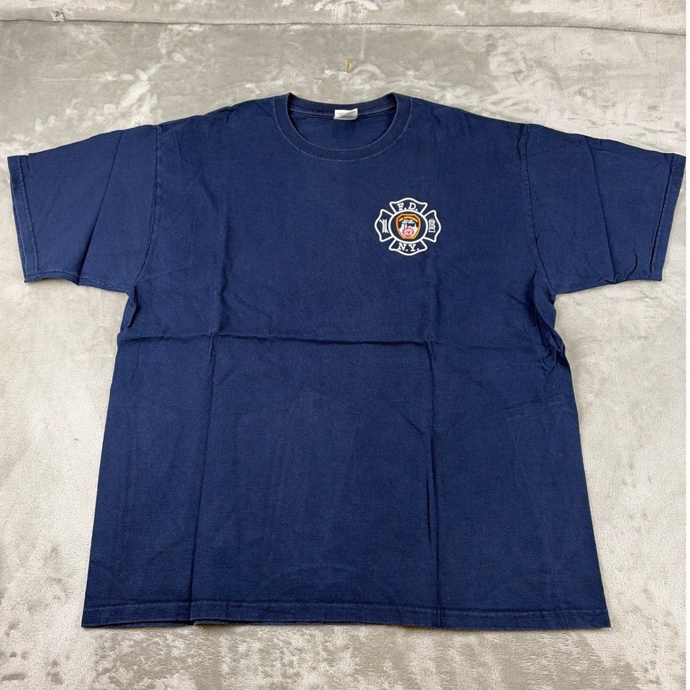 Jerzees  Collectable Fire Department City Navy Blue Graphic T-Shirt‎ Mens XL